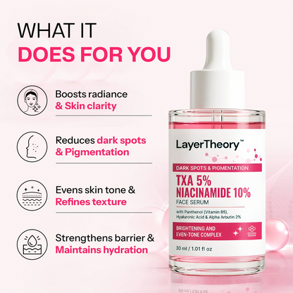 LayerTheory TXA 5% & Niacinamide 10% Face Serum | Brightens Skin, Evens Tone, Fades Dark Spots & Pigmentation