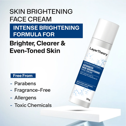 Layer Theory Advanced Skin Brightening Face Cream with Tranexamic Acid 5%, Alpha Arbutin 7% & Niacinamide 5% | Brightens, Repairs & Evens Skin Tone | 30g